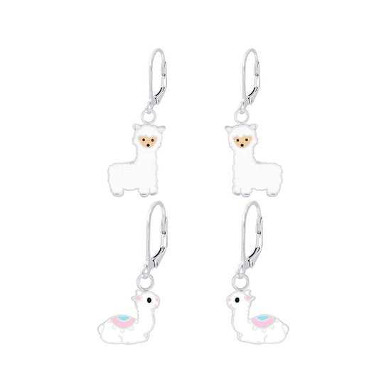 Joy|S - Zilveren Alpaca lama oorbellen set 2 paar leverback sluiting