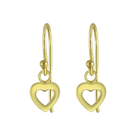Joy|S - Zilveren hartje oorbellen - oorhangers - goudplating