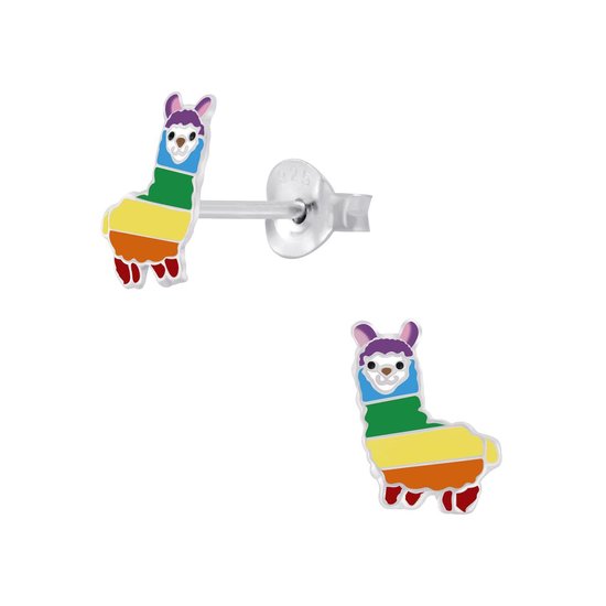 Joy|S - Zilveren gekleurde Alpaca lama oorbellen
