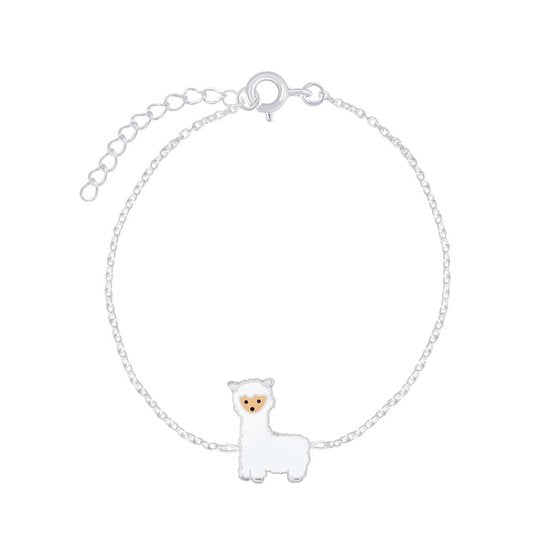 Joy|S - Zilveren Alpaca lama armband 14 cm + 3 cm