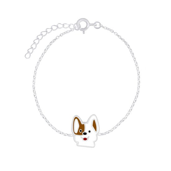 Joy|S - Zilveren hond armband 14 cm + 3 cm extension