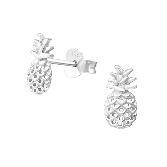 Joy|S - Zilveren ananas oorbellen 5 x 9 mm