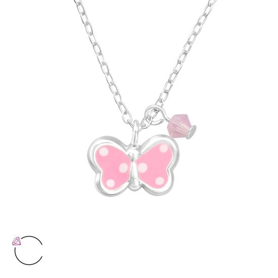 Joy|S - Zilveren vlinder hanger met ketting voor kinderen