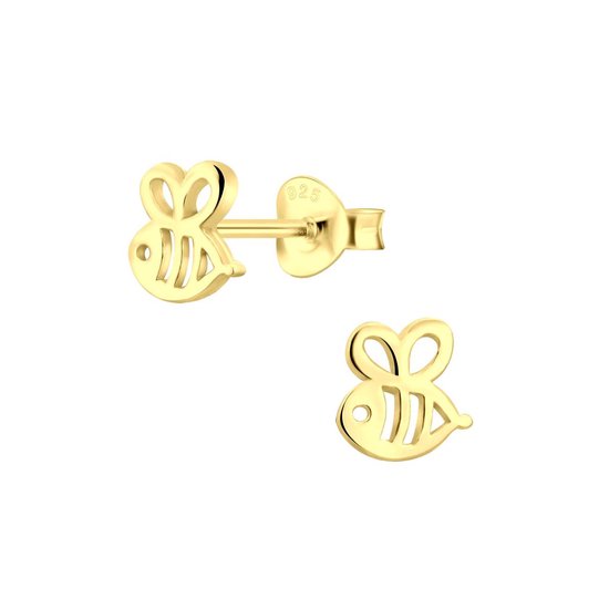 Joy|S - Zilveren Bij oorbellen 5 x 6 mm - goudplating