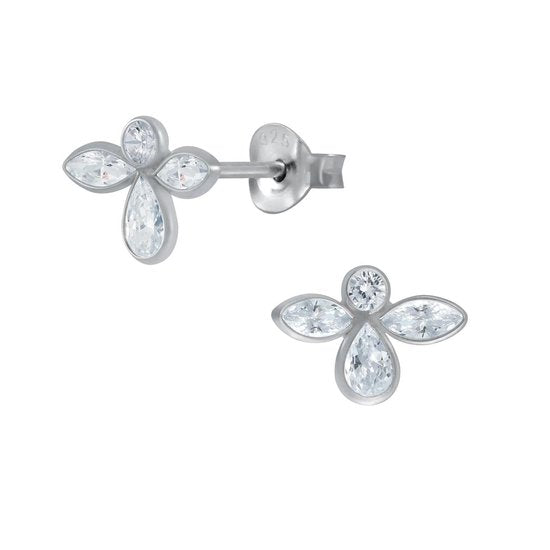 Joy|S - Zilveren Engel oorbellen - zirkonia - 10 mm