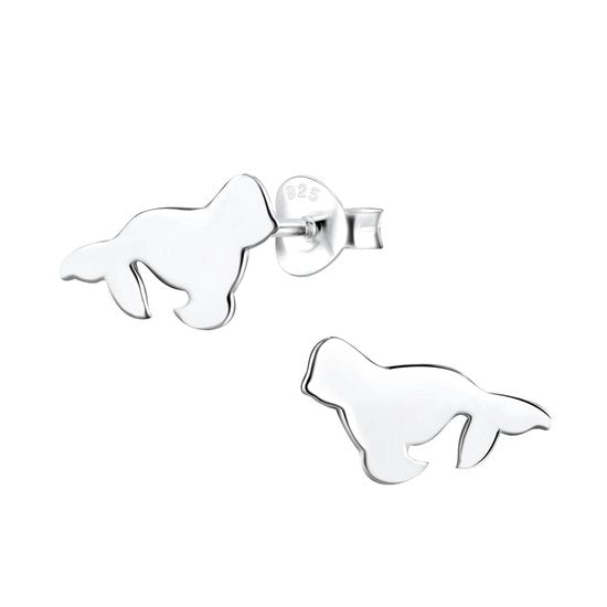 Joy|S - Zilveren zeehond oorbellen 12 x 8 mm egaal