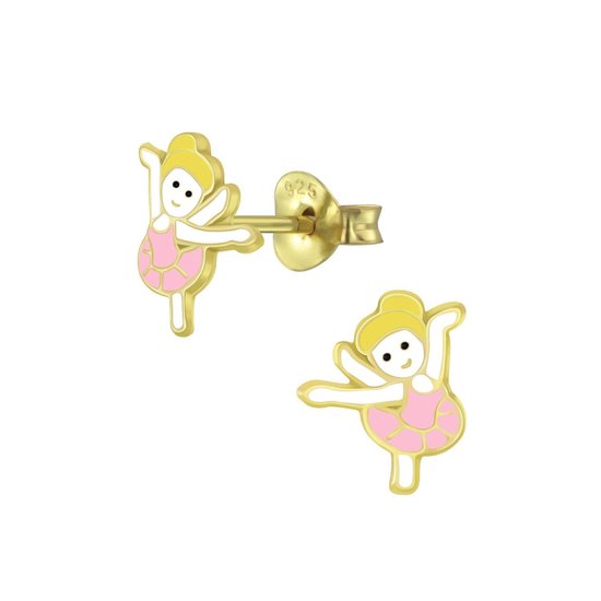 Joy|S - Zilveren ballerina danseres oorbellen 9 mm - goudplating