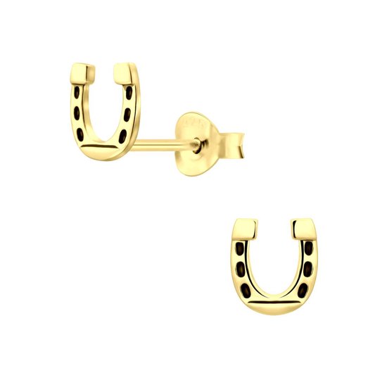 Joy|S - Zilveren hoefijzer oorbellen - 6 x 7 mm - goudplating