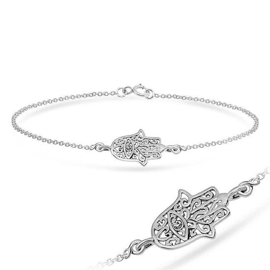 Joy|S - Zilveren Hamsa armband 18 cm