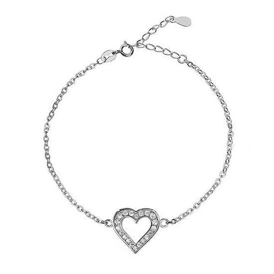 Joy|S - Zilveren armband puro amore hartje - zirkonia - gehodineerd