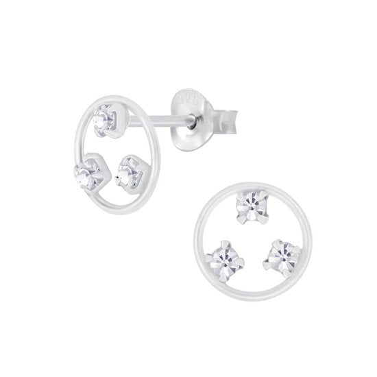Joy|S - Zilveren cirkel met kristal oorbellen 8 mm rond