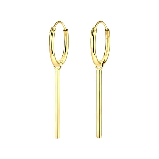 Joy|S - Zilveren Bar/ Staaf 1 x 15 mm oorbellen - oorringen - goudplating