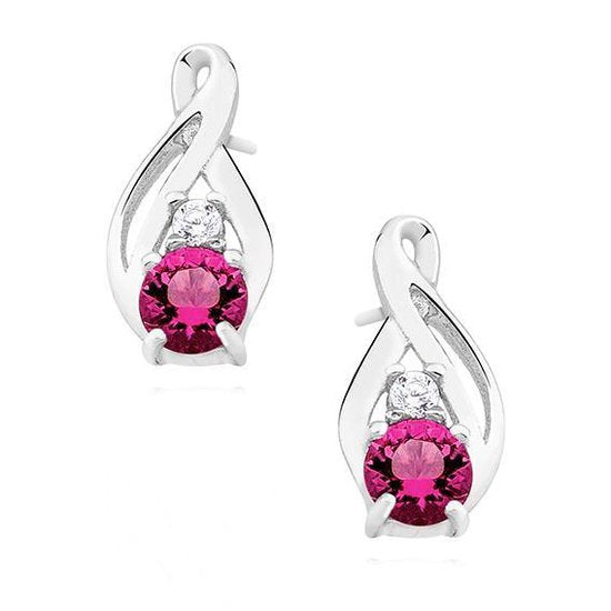 Joy|S - Zilveren oorbellen robijn roze zirkonia - Infinity - klassiek