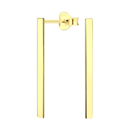 Joy|S - Zilveren Bar/ Staaf oorbellen - 2 x 25 mm - goudplating