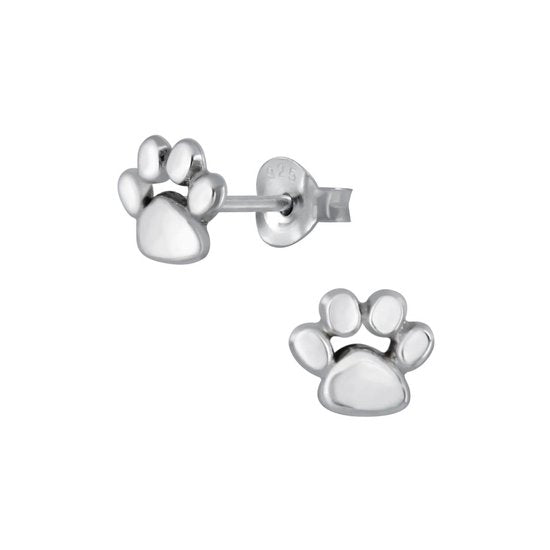 Joy|S - Zilveren kat hond dieren poot oorbellen - 7 x 6 mm - massief