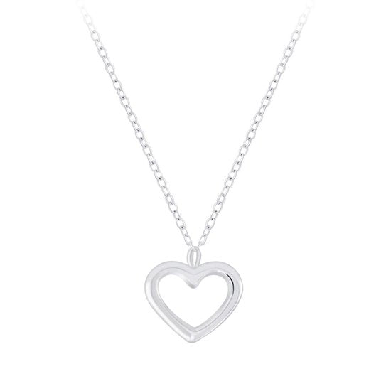 Joy|S - Zilveren hartje hanger (8 mm) met ketting 45 cm