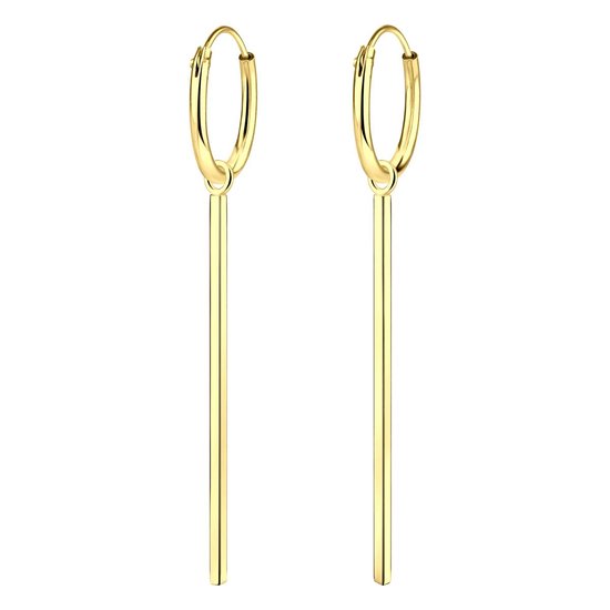 Joy|S - Zilveren Bar/ Staaf 1 x 25 mm oorbellen - oorringen - goudplating