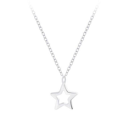 Joy|S - Zilveren ster hanger met ketting 36 cm + 5 cm extension