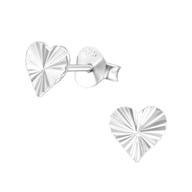Joy|S - Zilveren hartje oorbellen - 7 mm - met klassieke gravure