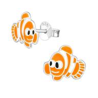 Joy|S - Zilveren clownvis oorbellen - vis oorknoppen - 9 x 8 mm