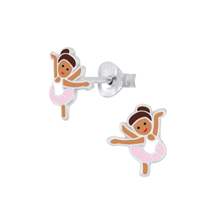 Joy|S - Zilveren ballerina ballet danseres oorbellen - 9 mm - kinderoorbellen