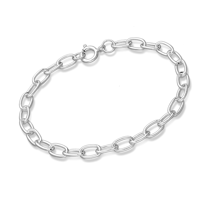 Joy|S - Zilveren armband - anker lange schakel - geschikt voor (slotjes) bedels - 18.75 cm / 5 mm - massief paperclip bedelarmband