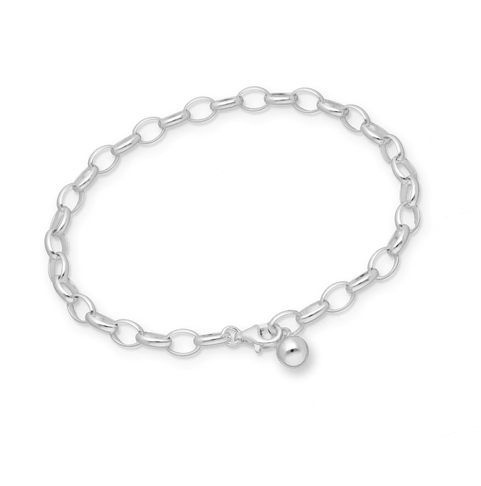 Joy|S - Zilveren armband - anker schakel - geschikt voor (slotjes) bedels - incl. bal bedel - 18.75 cm / 5 mm