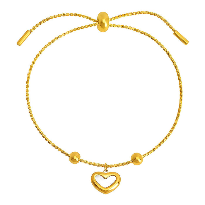 Joy Ibiza - hartje armband - wit paarlemoer hart - waterproof - verstelbaar - boho bohemian style - stainless steel - ip/pvd goldplated - hypoallergeen - geen verkleuring incl garantie - t22