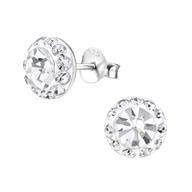 Joy|S - Zilveren classic ronde oorbellen - 8 mm - kristal