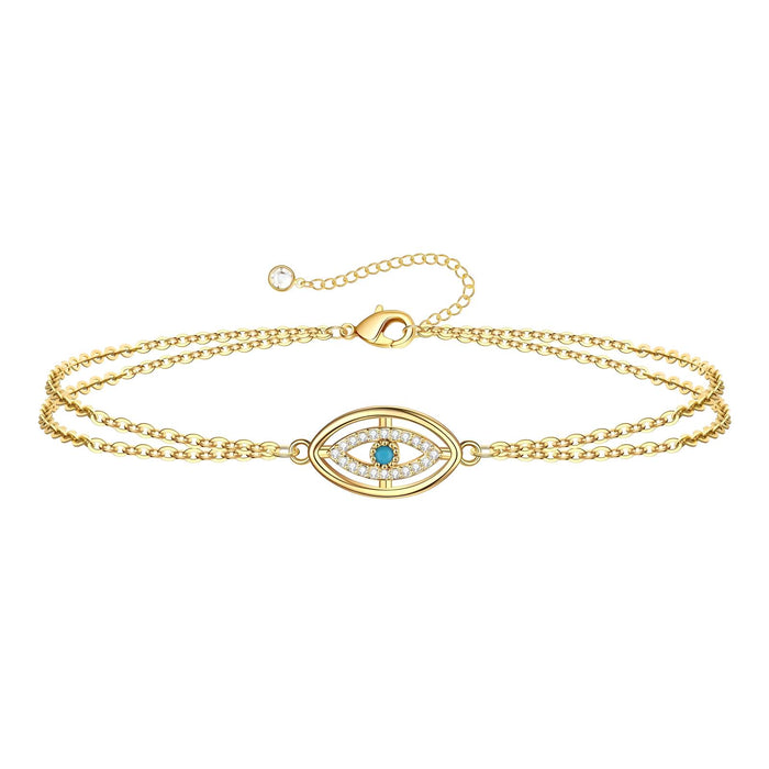 Joy Ibiza - boze oog armband - waterproof - double layer - zirkonia - evil eye - boho bohemian style - stainless steel - ip/pvd goldplated - hypoallergeen - geen verkleuring incl garantie - t95