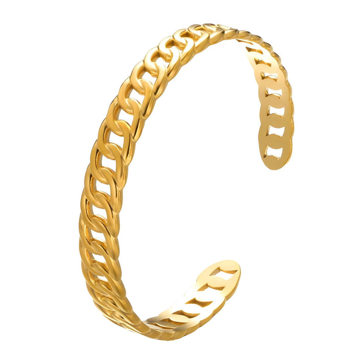 Joy Ibiza - gourmet bangle armband - waterproof - 60 mm / 8 mm - gourmet schakel - bohemian style - stainless steel - ip/pvd goldplated - hypoallergeen - geen verkleuring incl garantie - t02