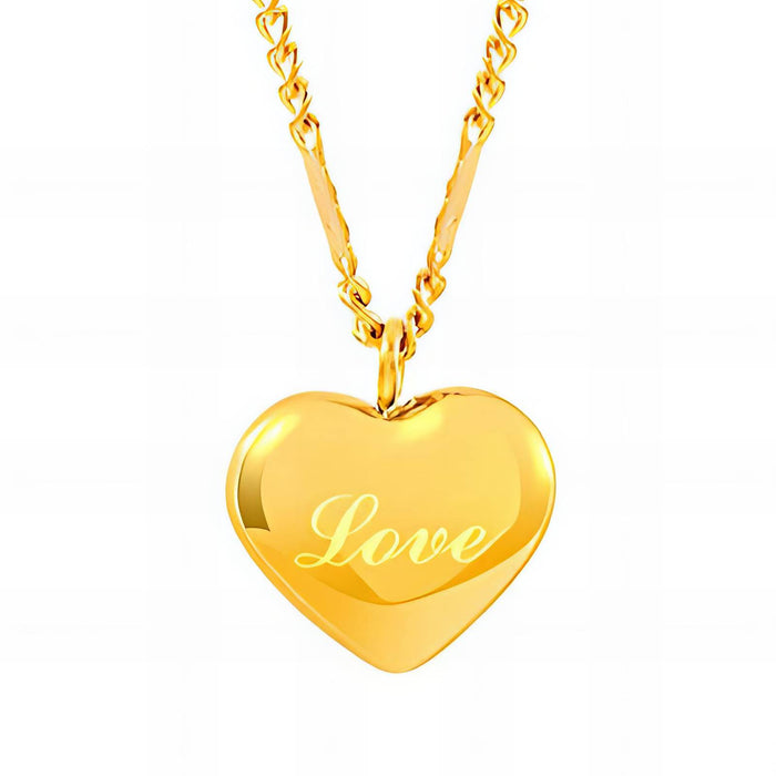 Joy Ibiza - hartje hanger met ketting - "Love" - waterproof - hart hanger: 13 x 12 mm - lobster haak sluiting - gourmet schakel - boho bohemian style - stainless steel - ip/pvd gold plated - hypoallergeen - geen verkleuring incl garantie