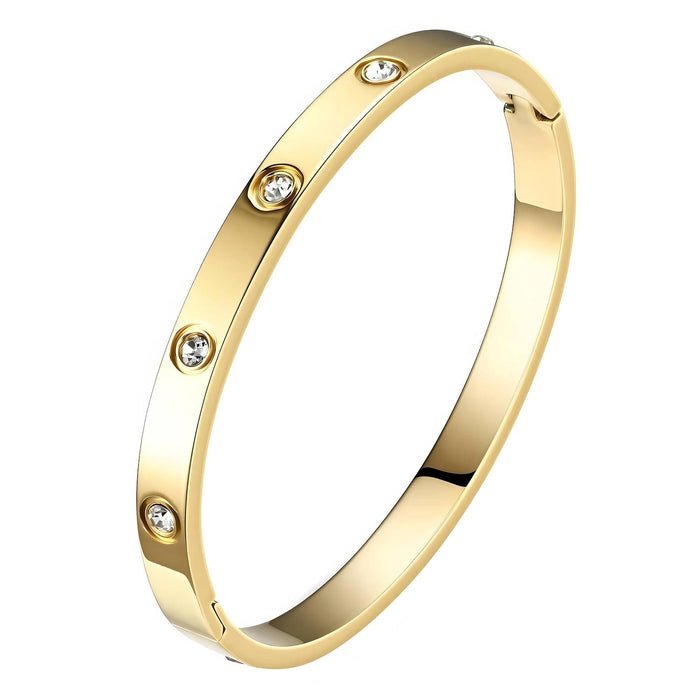 Joy Ibiza - bangle armband - waterproof - zirkonia - 60 mm / 6 mm - bohemian style - stainless steel - ip/pvd goldplated - hypoallergeen - geen verkleuring incl garantie - t58