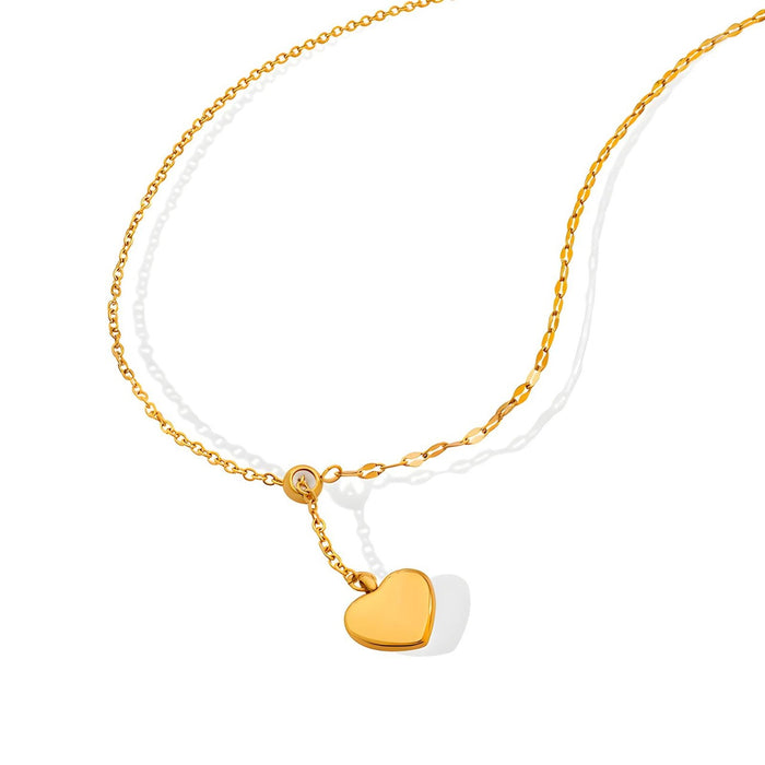 Joy Ibiza - hartje hanger met ketting - waterproof - hart hanger: 13 x 12 mm - lobster haak sluiting - verstelbaar van 44.5 cm tot 50 cm - boho bohemian style - stainless steel - ip/pvd gold plated - hypoallergeen - geen verkleuring incl garantie