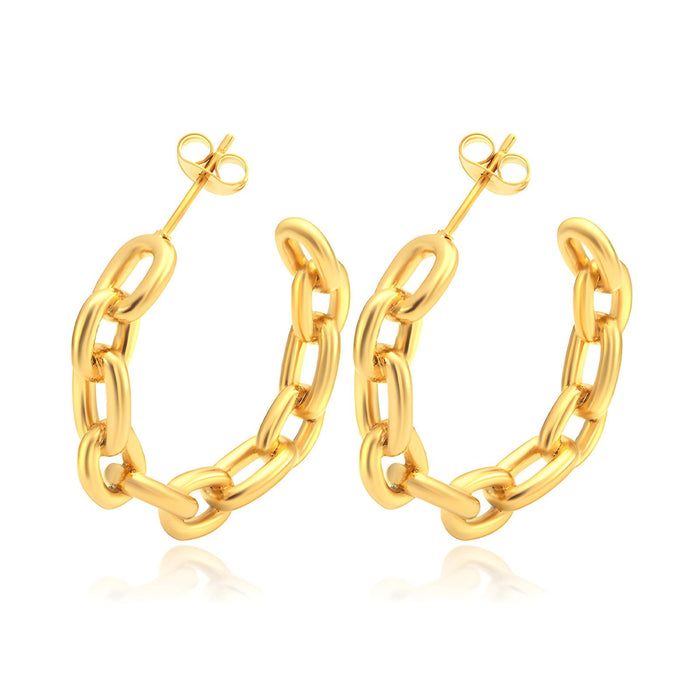 Joy Ibiza - oorringen met ovale schakels - waterproof - 30 mm - vlinder sluiting - boho bohemian style oorbellen - stainless steel - ip/pvd gold plated - hypoallergeen - geen verkleuring incl garantie