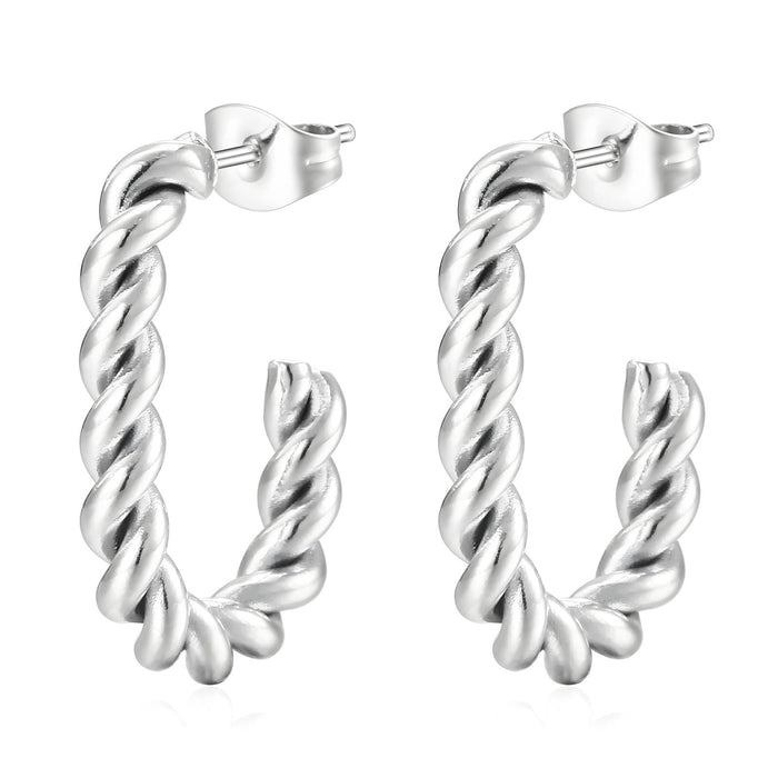 Joy Ibiza - ovaal oorbellen twisted - oorringen - waterproof - 25 mm x 17 mm - vlinder sluiting - boho bohemian style - stainless steel - ip/pvd - hypoallergeen - geen verkleuring incl garantie