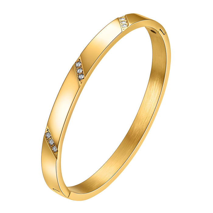 Joy Ibiza - bangle armband - waterproof - zirkonia - 60 mm / 6 mm - bohemian style - stainless steel - ip/pvd goldplated - hypoallergeen - geen verkleuring incl garantie - t65