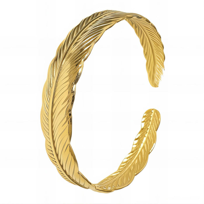 Joy Ibiza - veer bangle armband - waterproof - 60 mm / 12 mm - bohemian style - stainless steel - ip/pvd goldplated - hypoallergeen - geen verkleuring incl garantie - t89