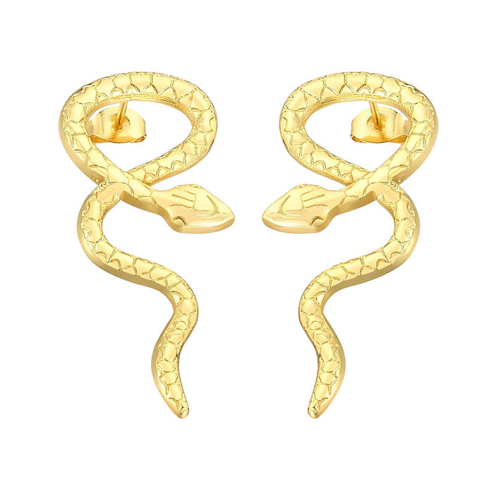 Joy Ibiza - slang oorbellen - waterproof - 30 mm x 13 mm - vlinder sluiting - boho bohemian style - stainless steel - ip/pvd gold plated - hypoallergeen - geen verkleuring incl garantie