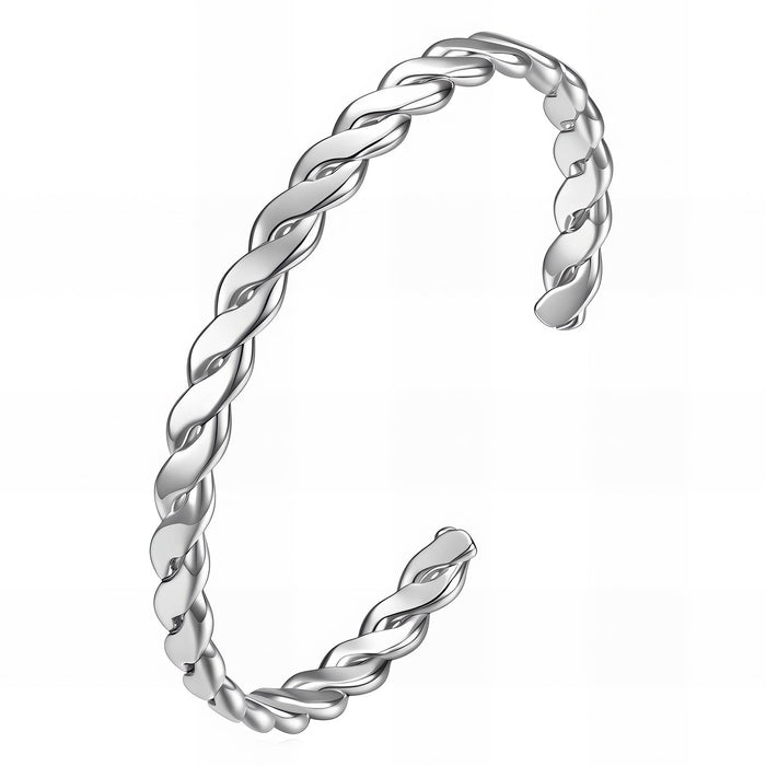 Joy Ibiza - twisted bangle armband - waterproof - 60 mm / 5 mm - gedraaide schakel vlecht - bohemian style - stainless steel - ip/pvd - hypoallergeen - geen verkleuring incl garantie - t64