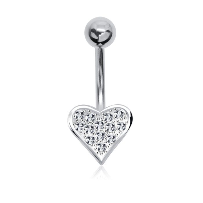 Joy|S - Navel piercing - Hartje Sterling zilver 925 - kristal - staaf 316L Chirurgisch staal
