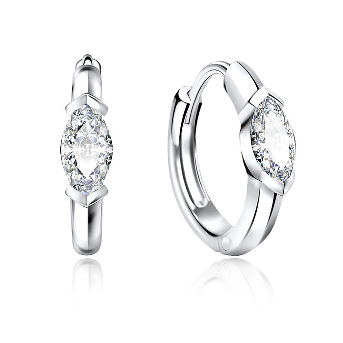 Joy|S - Zilveren 11 mm elegance oorringen ovaal zirkoon