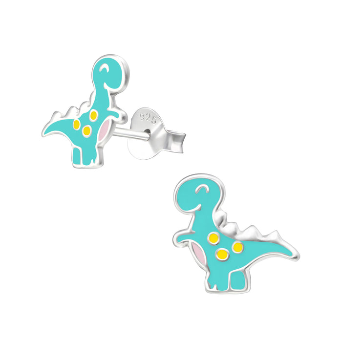 Joy|S - Zilveren dinosaurus oorbellen - 13 x 10 mm