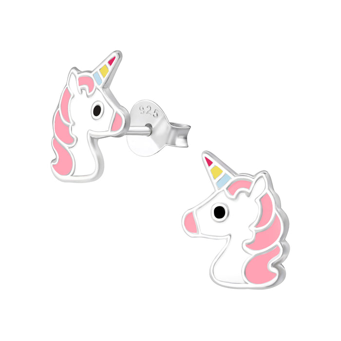 Joy|S - Zilveren eenhoorn oorbellen - 9 x 11 mm - unicorn