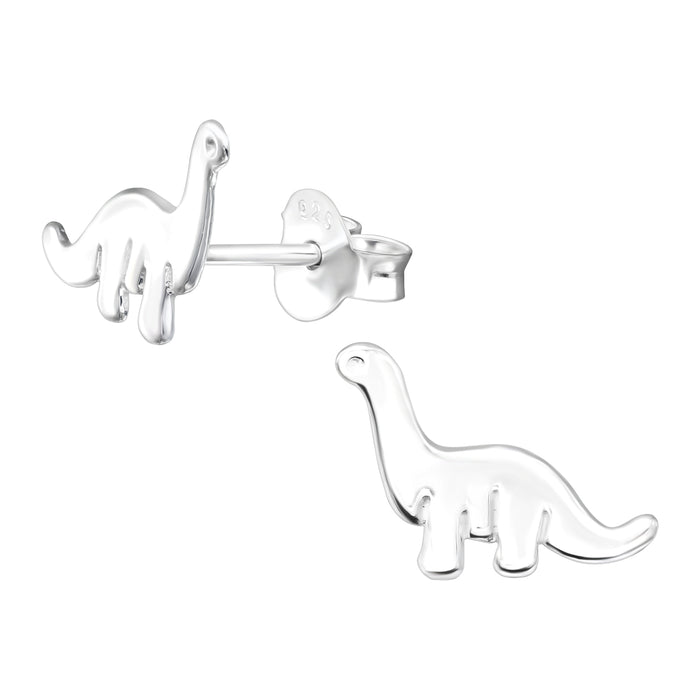 Joy|S - Zilveren dino oorbellen - 12 x 9 mm - dinosaurus