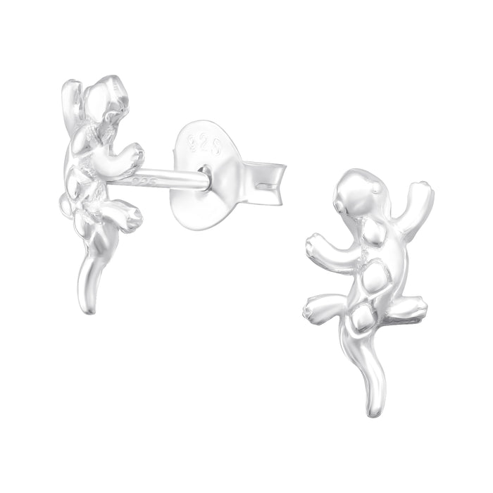 Joy|S - Zilveren hagedis oorbellen - 10 x 5 mm - kinderoorbellen