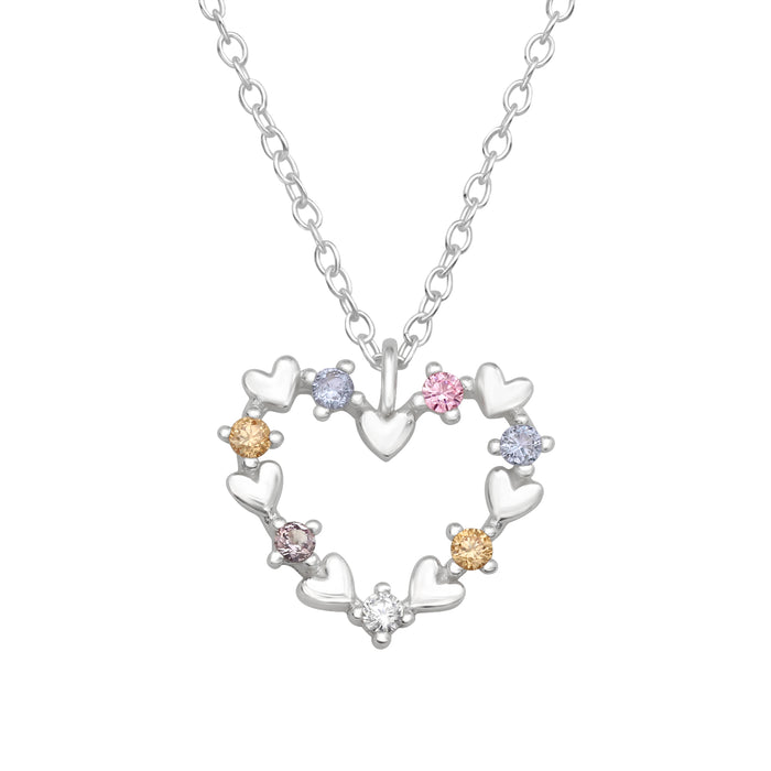 Joy|S - Zilveren hartje hanger - zirkonia - inclusief ketting 45 cm - hartjes ketting