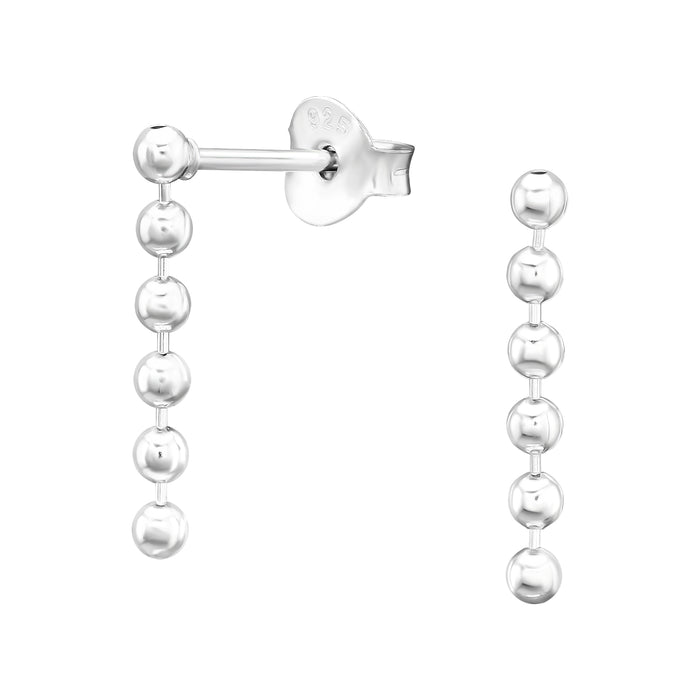 Joy|S - Zilveren oorbellen - balletjes kettinkje 1.5 cm - dikte 2 mm - dots - bolletjes
