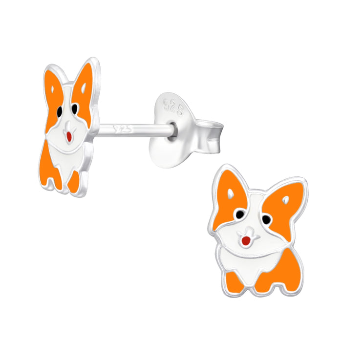 Joy|S - Zilveren hond oorbellen - 6.3 x 8.4 mm - kinderoorbellen