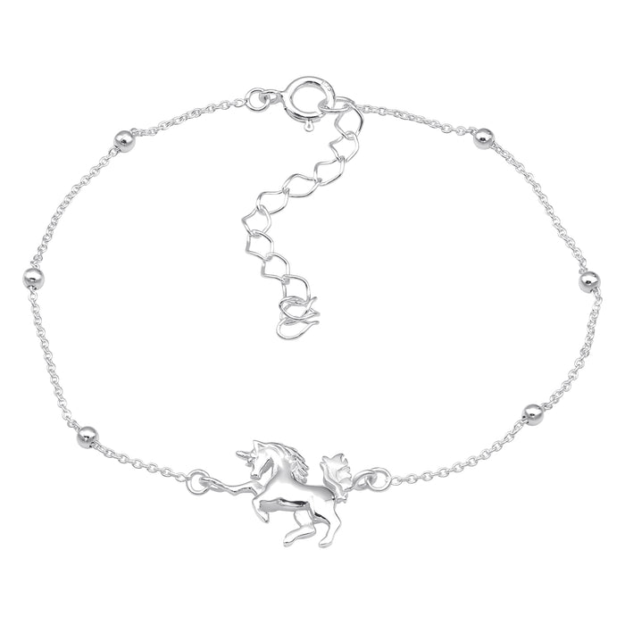 Joy|S - Zilveren eenhoorn armband - 14.5 cm + 4 cm extension - unicorn paard